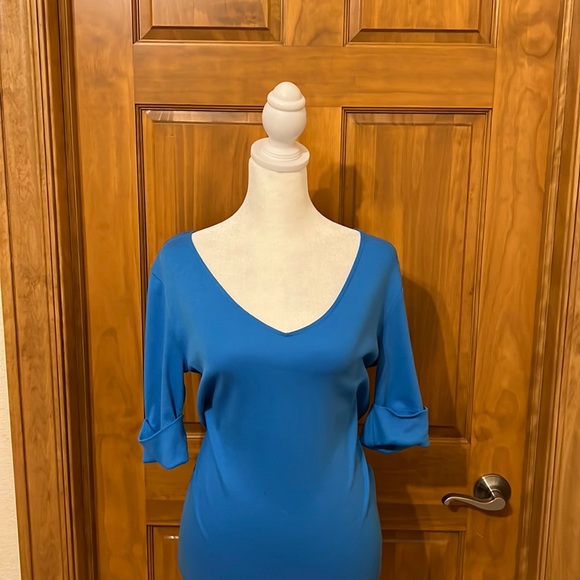 Ralph Lauren Tops - Ralph Lauren Blue V Neck Size L Cuffed Sleeves